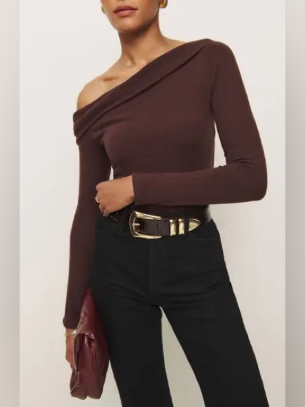 Reformation Elio Knit Top Features A Distinctive Foldover Cowl Neckline, Large
